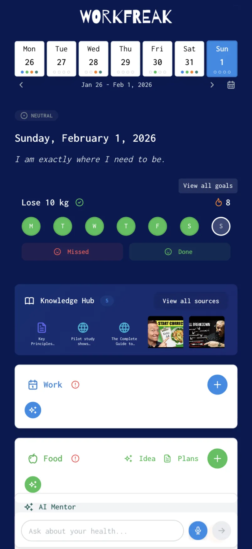 Workfreak mobile app